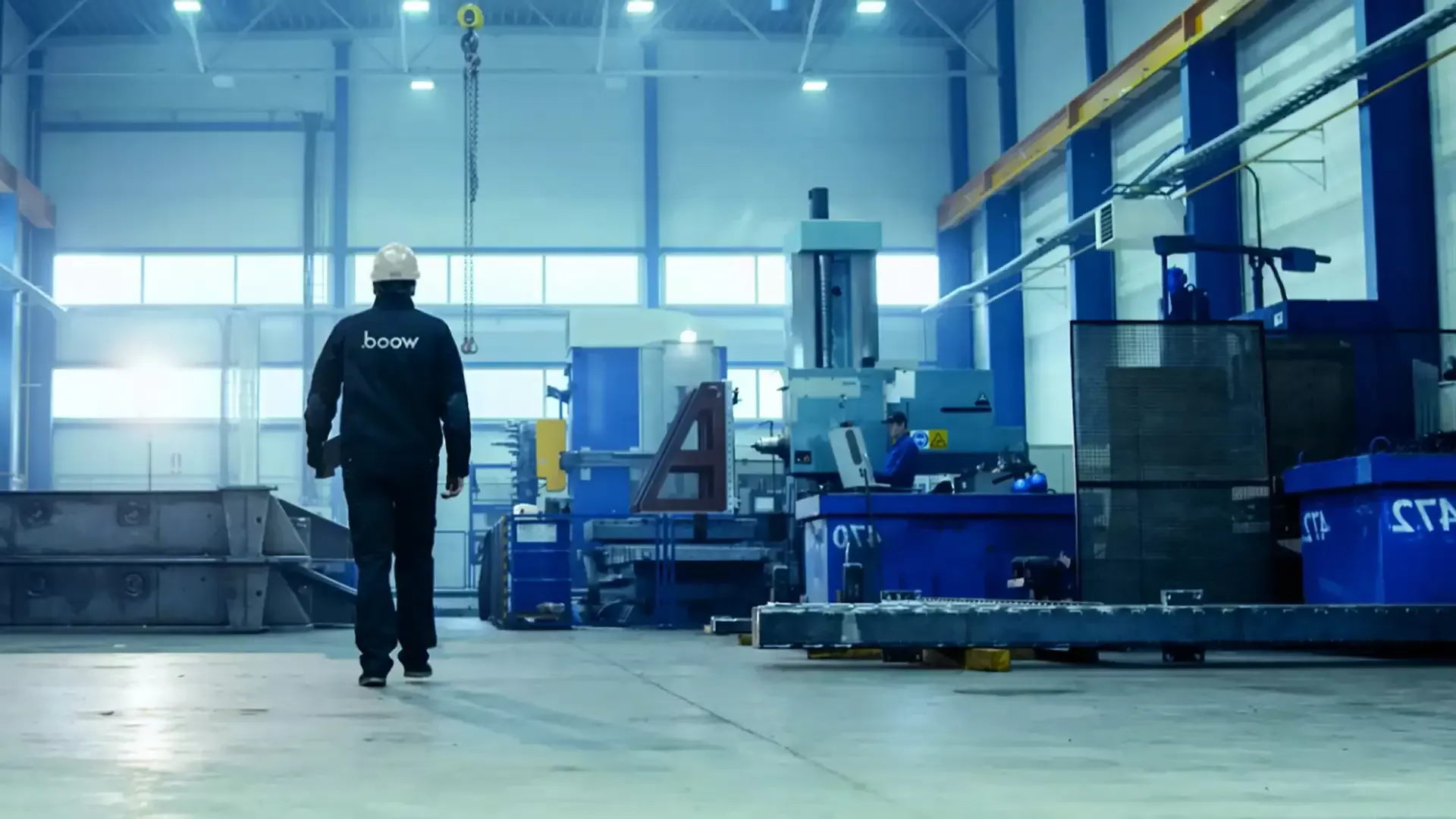 An engineer walking through an energy facility